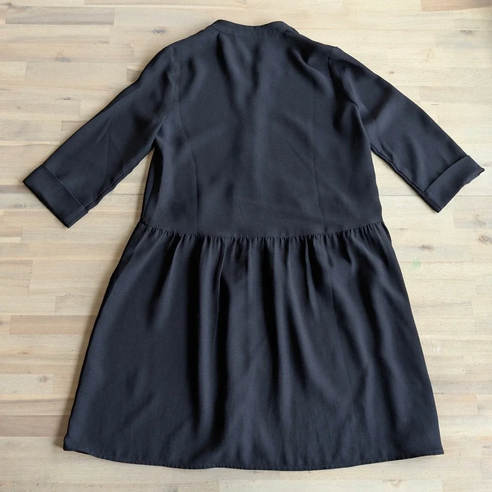Tuckernuck Black Stretch Cape Royal Shirt Dress‎ 3/4 Sleeve Women's XS